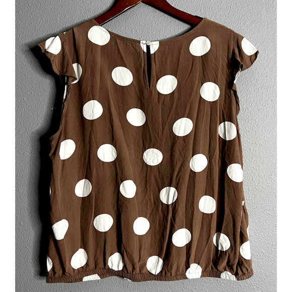 Loft‎ Plus Size 16 Brown Polka Dot Career Business Essential Blouse Pretty Woman - Picture 2 of 10